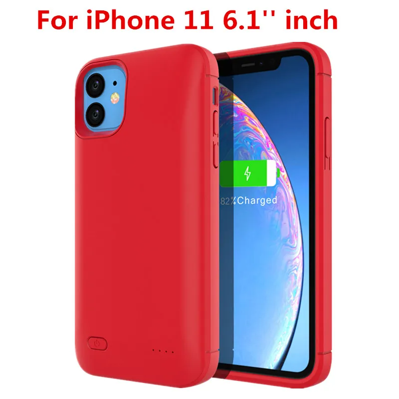 Для iPhone 11 11 Pro Чехол для аккумулятора 4000 мАч резервный перезаряжаемый чехол для зарядки PowerBank для iPhone 11 Pro Аккумулятор max зарядное устройство чехол - Цвет: 11 6.1 inch Red