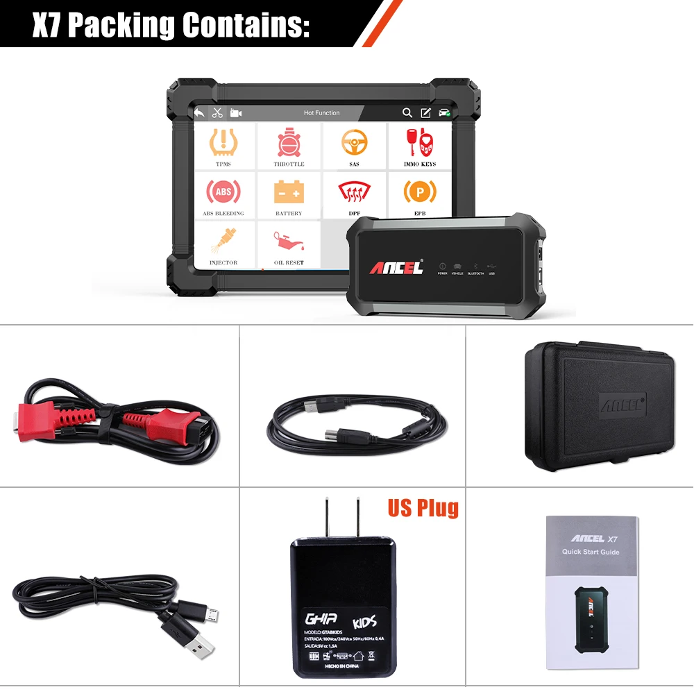 ANCEL X7 Obd2 Professional Diagnostic Auto Full System Multilingual Free Update BMS EPB ABS Oil Reset Auto Car Diagnostic Tool auto battery charger Code Readers & Scanning Tools