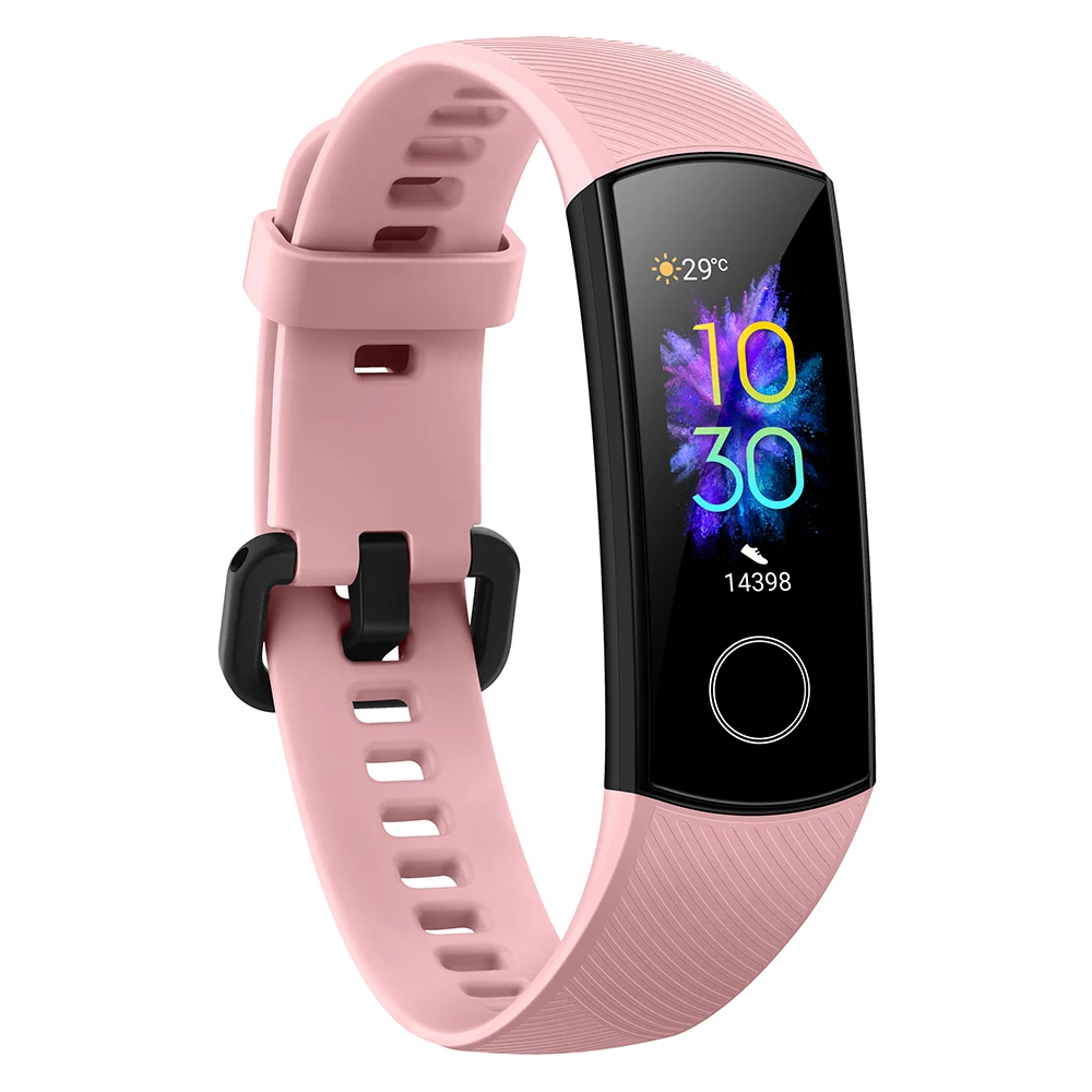 Huawei Honor Band 5, смарт-браслет, глобальная версия, кровяный кислород, Смарт-часы AMOLED, huawei, смарт-браслет, пульсометр, фитнес-трекер сна - Цвет: Розовый
