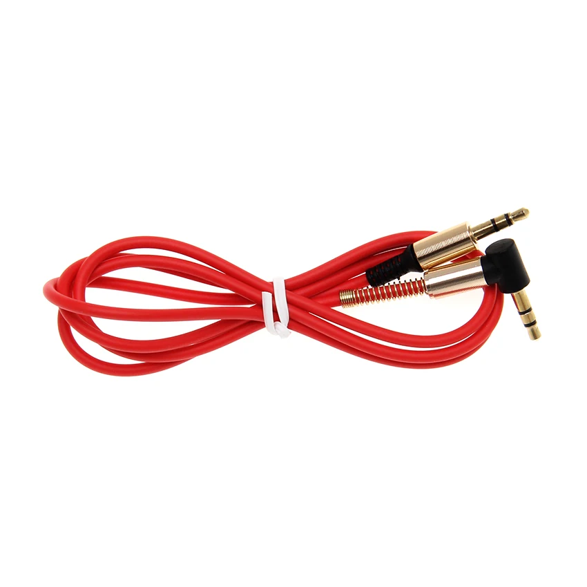 3 5mm Spring Audio Cable Jack Male to Male 90 Degree Right Angle Speaker Line Aux Cord For Car Headphone MP3 4 PC Phones