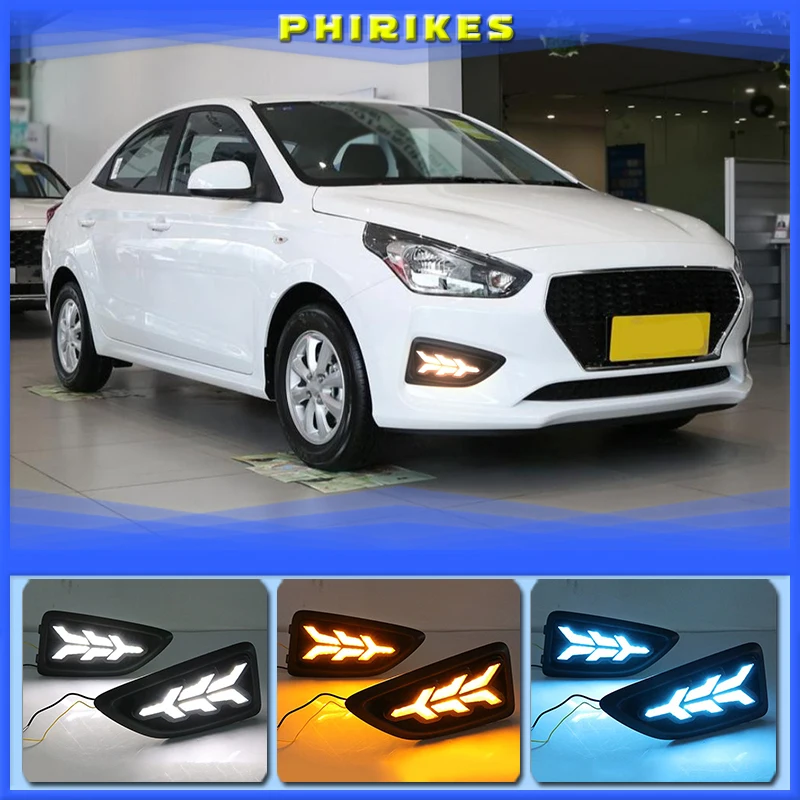 2pcs Led Drl Daytime Running Lights For Hyundai Accent Verna 2017 Fog