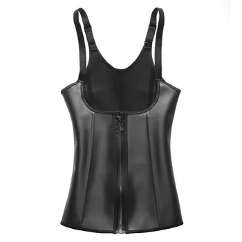 

Natural Rubber Women Slimming Body Shaper Zipper Type Quick Lose Weight Female Corset Waist Trainer Cincher Black