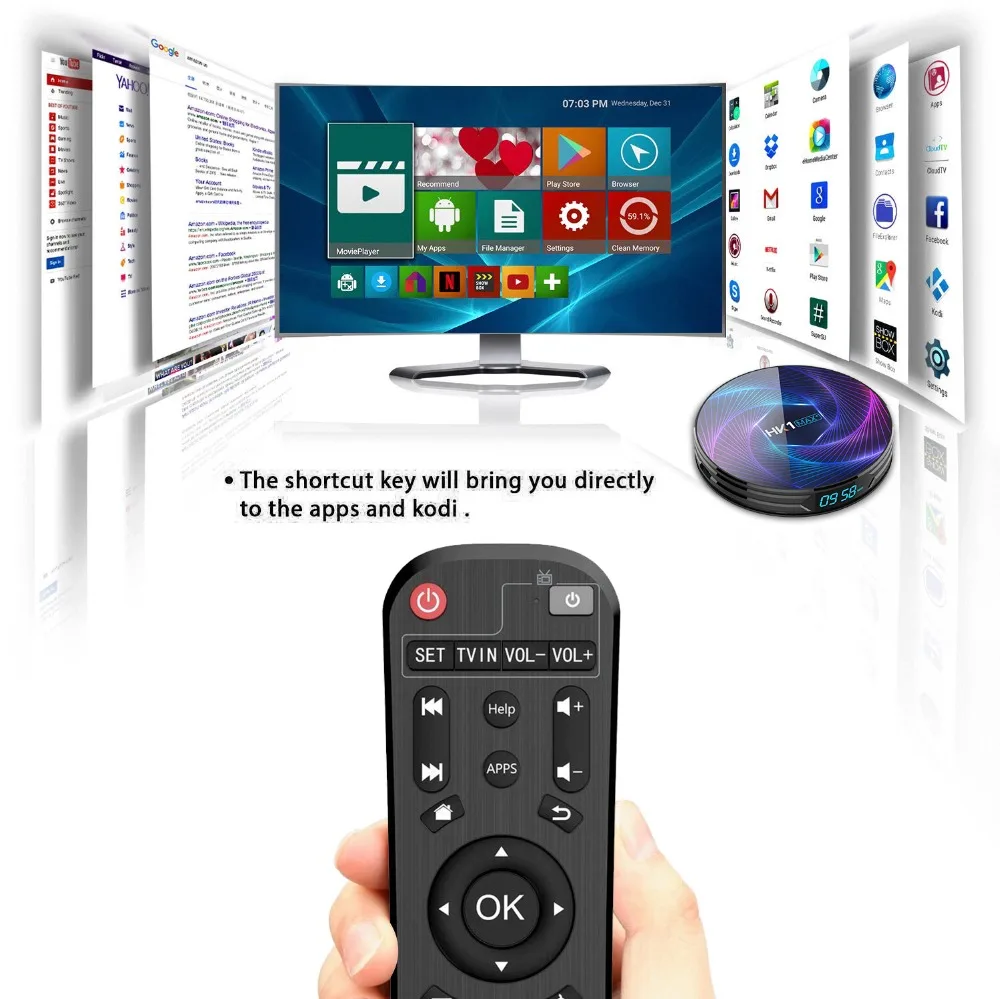 Новейшая модель; HK1 MAX+ Android 9,0 ТВ Box Smart ТВ RK3368PRO 4G 128G IPTV Set-Top Box Android 4K Youtube Netflix двухъядерный процессор Wi-Fi BT4.0 DDR3