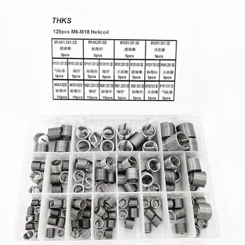 

Wire Thread Repair Silver With Storage Box Tools 120pcs M6-M18 Helicoil Set Stainless steel