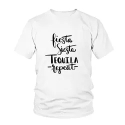 Милые вечерние рубашки для девочек на каникулах и каникулах, футболка с надписью Fiesta Siesta Tequila repeater, повседневное первое место в команде