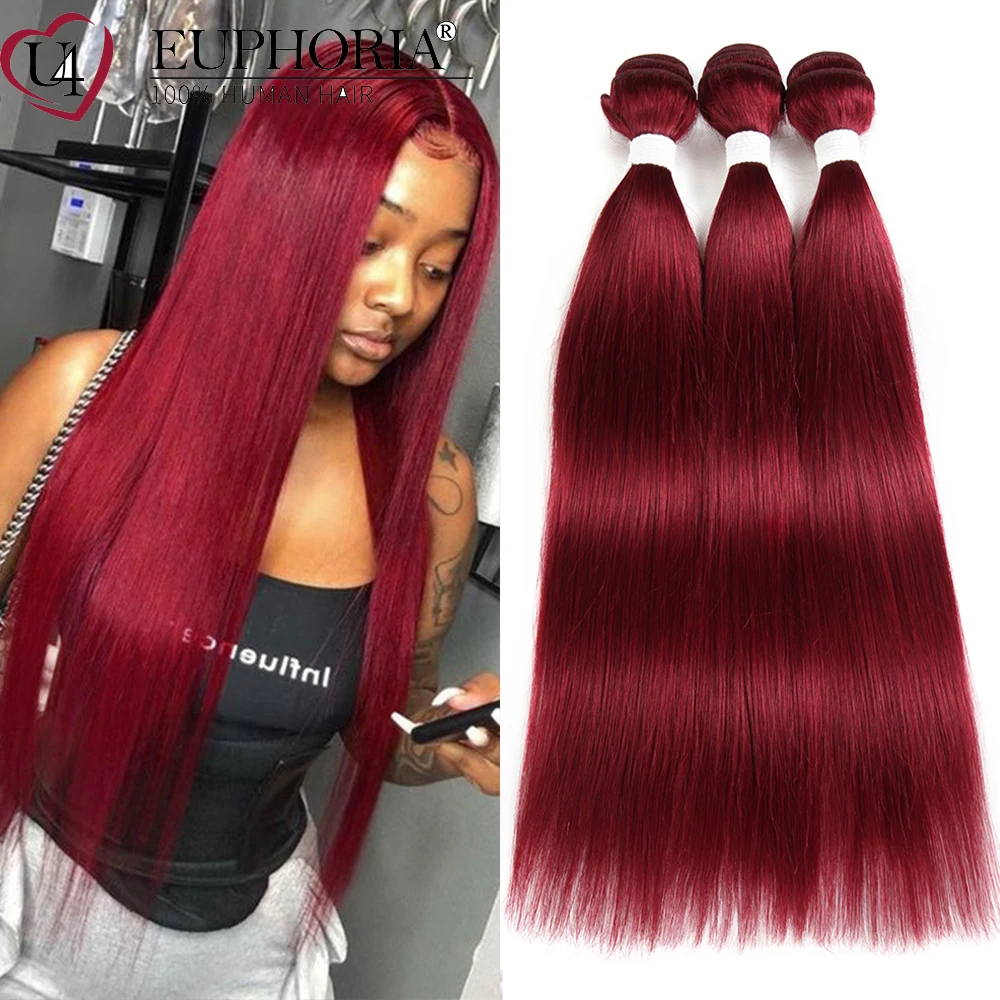 Прямые Волосы Remy 1/3 пряди 99J красный Бург натуральный цвет бразильские