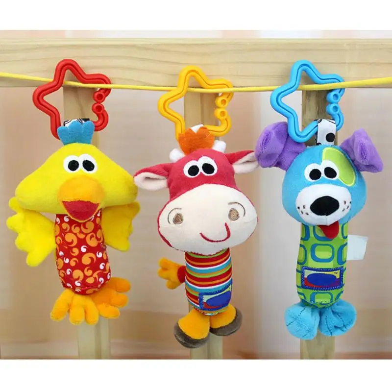 6 стильных подвесных колокольчиков с зажимом для животных, детские погремушки, хлопковые игрушки для коляски, детская кроватка, мягкие плюшевые игрушки, развивающие игрушки
