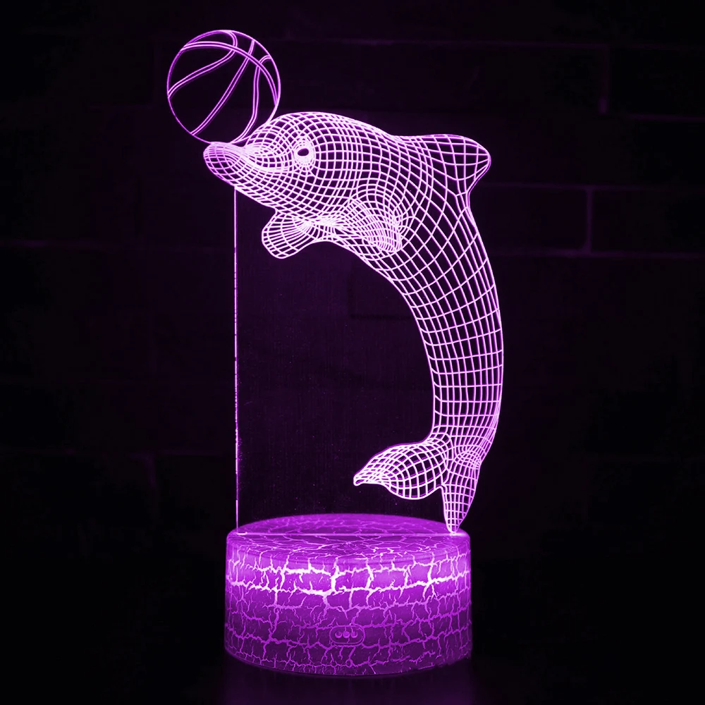 Дистанционное/сенсорное управление светодиодный 3d-ночник светодиодный настольный светильник Дельфин светодиодный ночник изменение цвета освещения 3D светодиодный свет для детей подарок 30