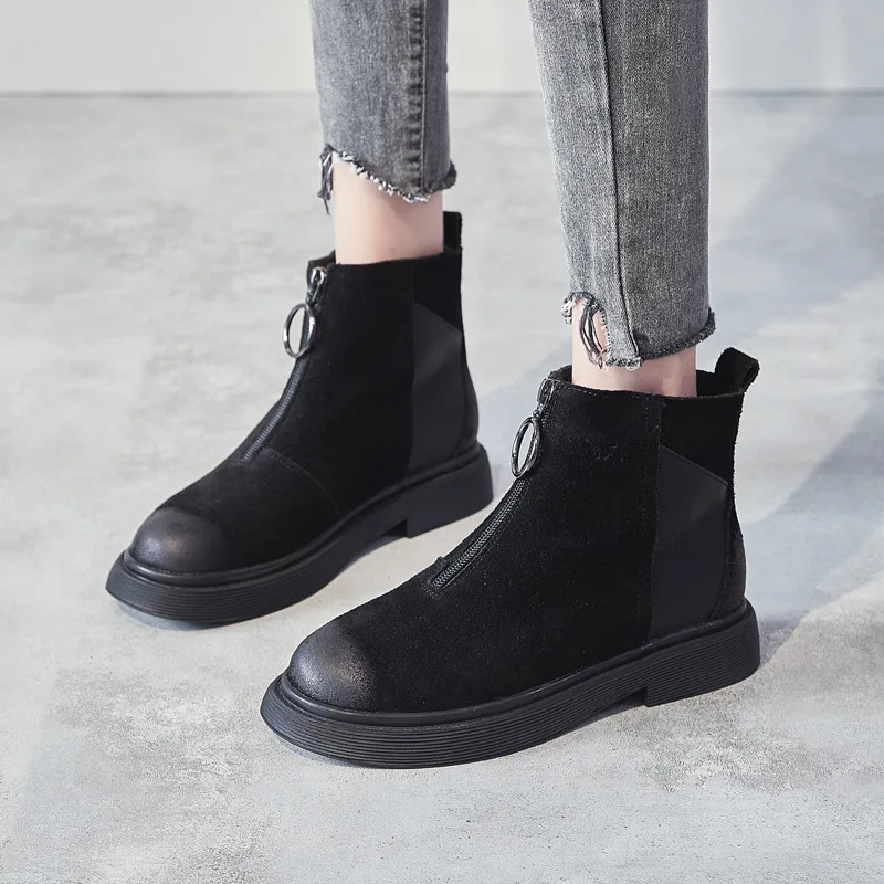 Botas mujer в стиле ретро; ; повседневная обувь; Ботинки martin; женские модные брендовые ботильоны из натуральной кожи с заклепками; Цвет Черный