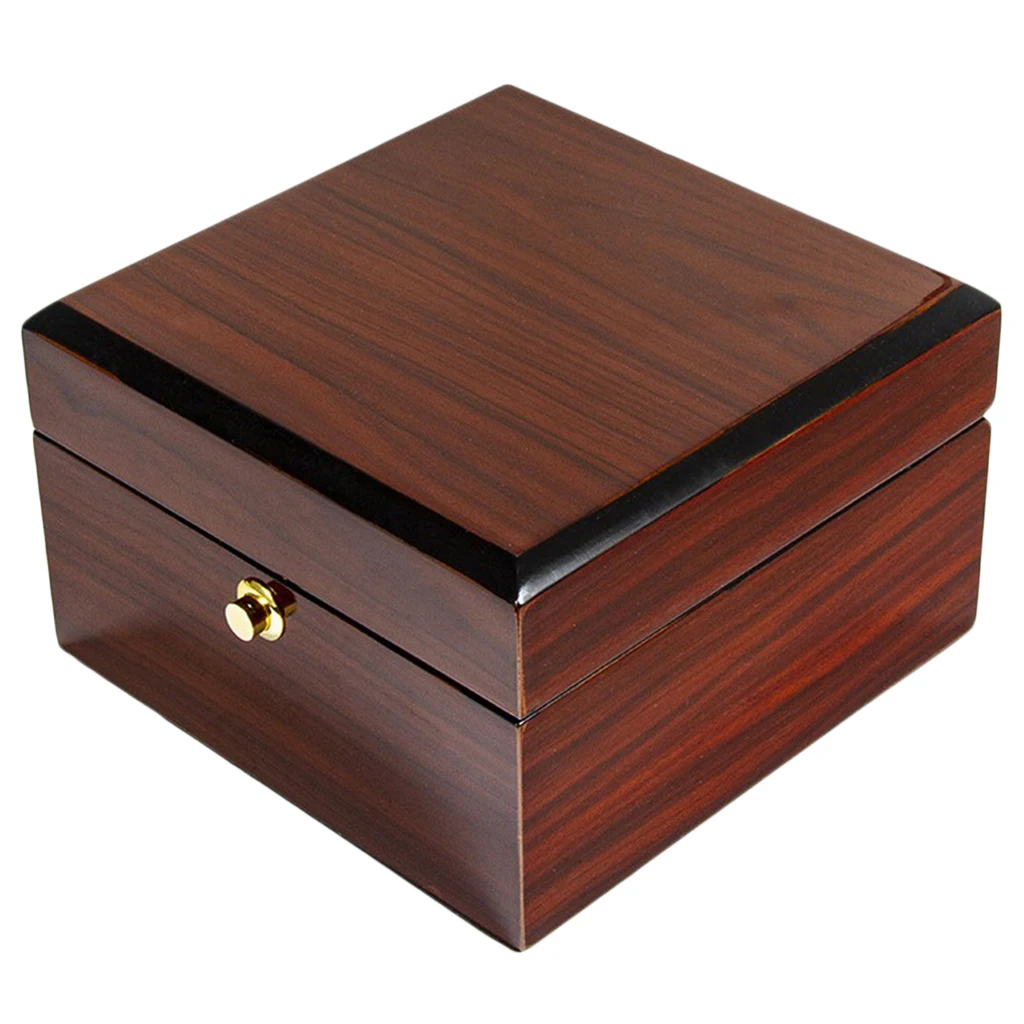 

2Classic Wooden Watch Box Single Slot Collection Storage Pu Leather Interior