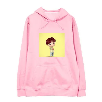 Thin section B-pink Kpop Bangtan мальчики JK RM Suga V Jhope Jin Jimin Q Версия Милая толстовка плюс бархат тонкие свободные мужчины и женщины весна и осень - Цвет: Thin section B-pink