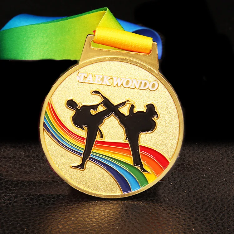 Медаль для тхэквондо из цинкового сплава, спортивные соревнования, школьная спортивная медаль, золотая, серебряная, бронзовая медаль, печать