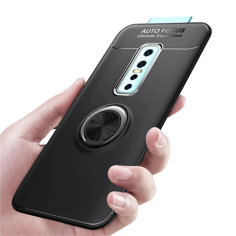 Мягкий силиконовый чехол для VIVO V17 Pro Чехол для телефона автомобильный магнитный металлический палец кольцо Мягкий ТПУ задняя крышка для VIVO V17 Pro противоударный