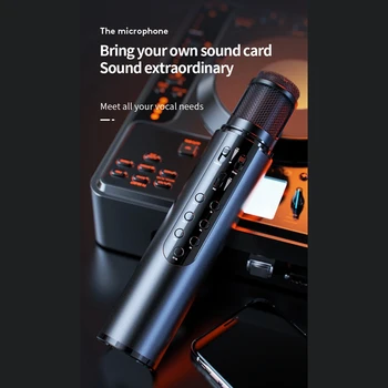 

K1 Wireless Bluetooth Microphone ic Sound for Live Broadcast Singing Built-In Sound Card with Speaker Karaoke o Mic(Black