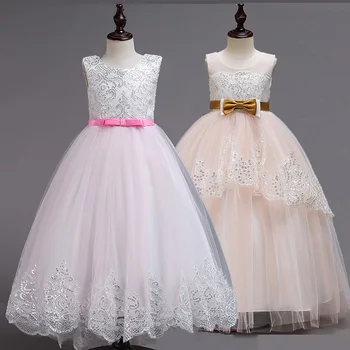 

First communion Lace dresses for Girls Bling Sequins Ivory dress For Wedding Birthday Party Girls Princess Ball Gowns Frocks