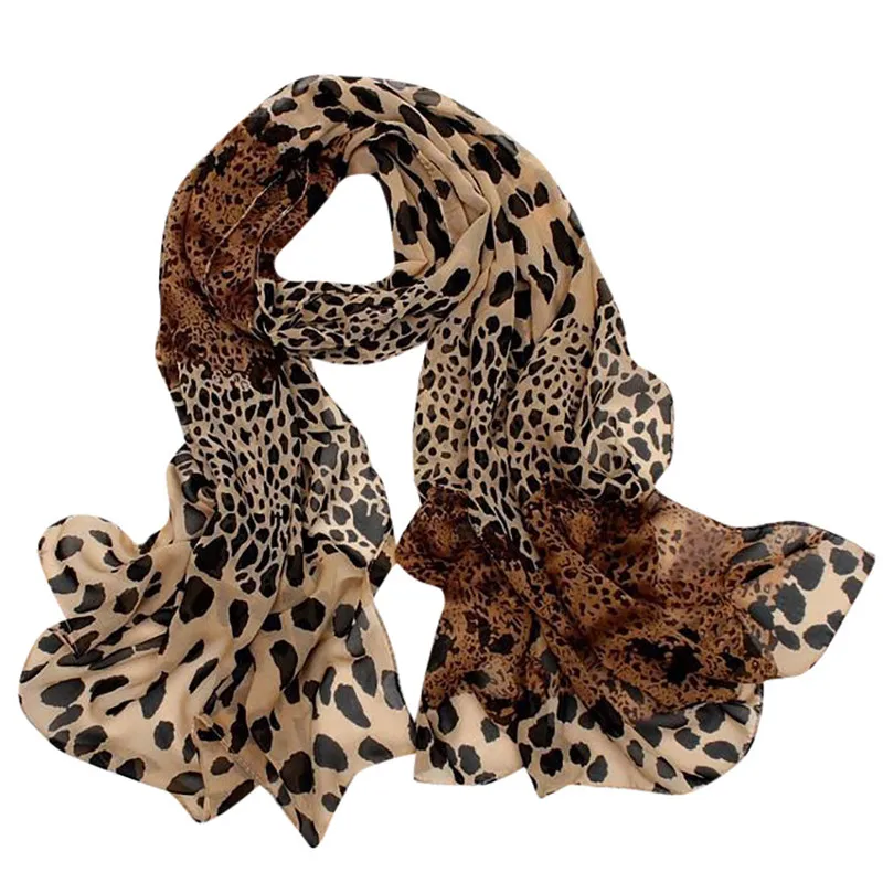 Фото Женский шифоновый шарф шаль с леопардовым принтом - купить