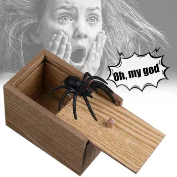 

Hot Sale 1 pc Scare Box Wooden Prank Trick Scaring Toy Spider Worm Gag Toys Practical Joke April Fool's Day gift Surprise Box