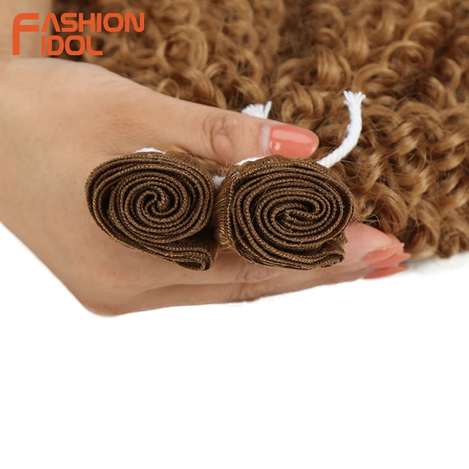 Afro kinky curly hair synthetic 12 inch deep wave hair extensions heat resistant ombre blonde weave bundles