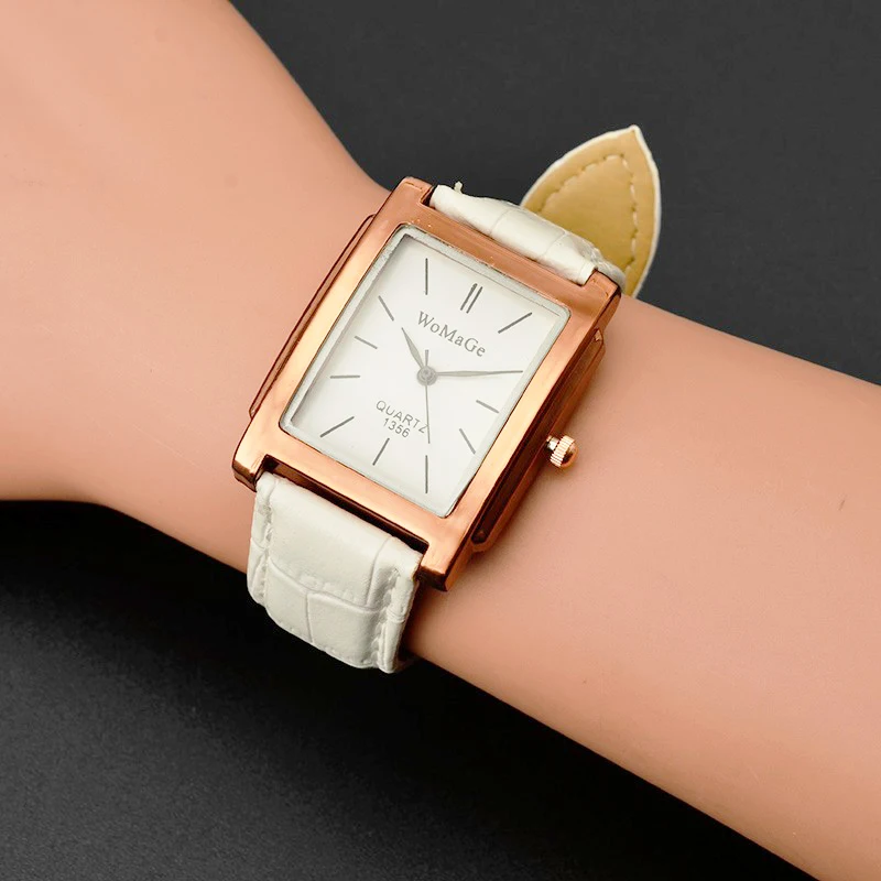 2019 New Square Men Watch Rose Gold Silver Case Watch men Luxury Brand Leather Band Quartz Clock Montre Homme