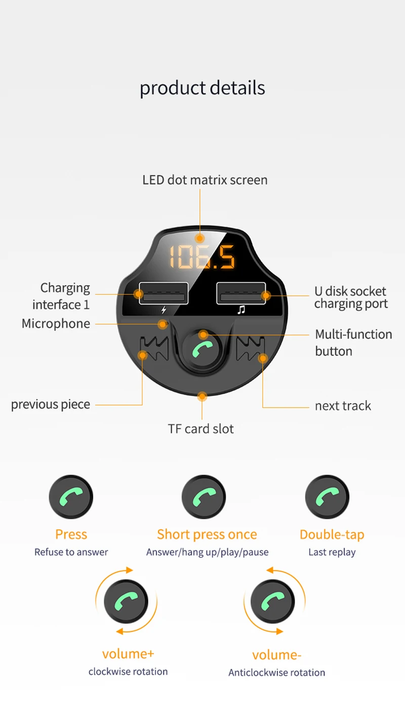 Автомобильный комплект, Bluetooth 5,0, fm-передатчик, двойной USB, быстрое зарядное устройство, lcd, беспроводной, Bluetooth, громкая связь, музыка, аудио приемник, авто MP3 плеер