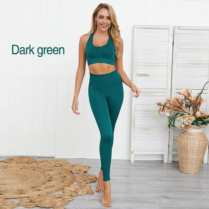 Active Wear Women Sport Suit Yoga Set Ensemble Seamless Sportswear Leggings Fitness Workout Gym Wear Running Clothing Tracksuit