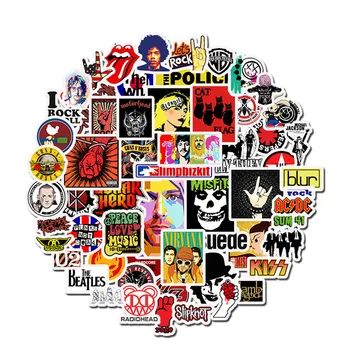 

50pcs/lot Retro Rock Band Sticker Skateboard Luggage Laptop Car Motorcycle Music Graffiti Waterproof Decal