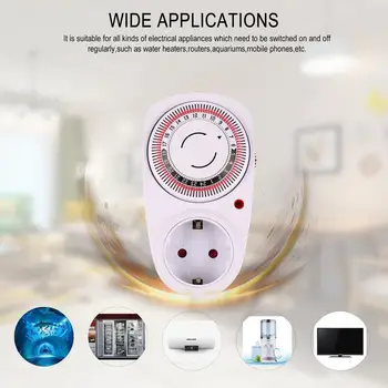 

24 Hours EU/ US/UK Plug in Mechanical Grounded Programmable Timer Switch Smart Countdown Switch Socket Indoor Auto Power off