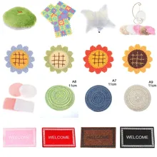 

1/12 Dollhouse Miniature Plush Rug Sunflower Carpet Mat Futon Tatami Puzzle Floor Mat Dolls House Welcome Carpet Mini Slippers