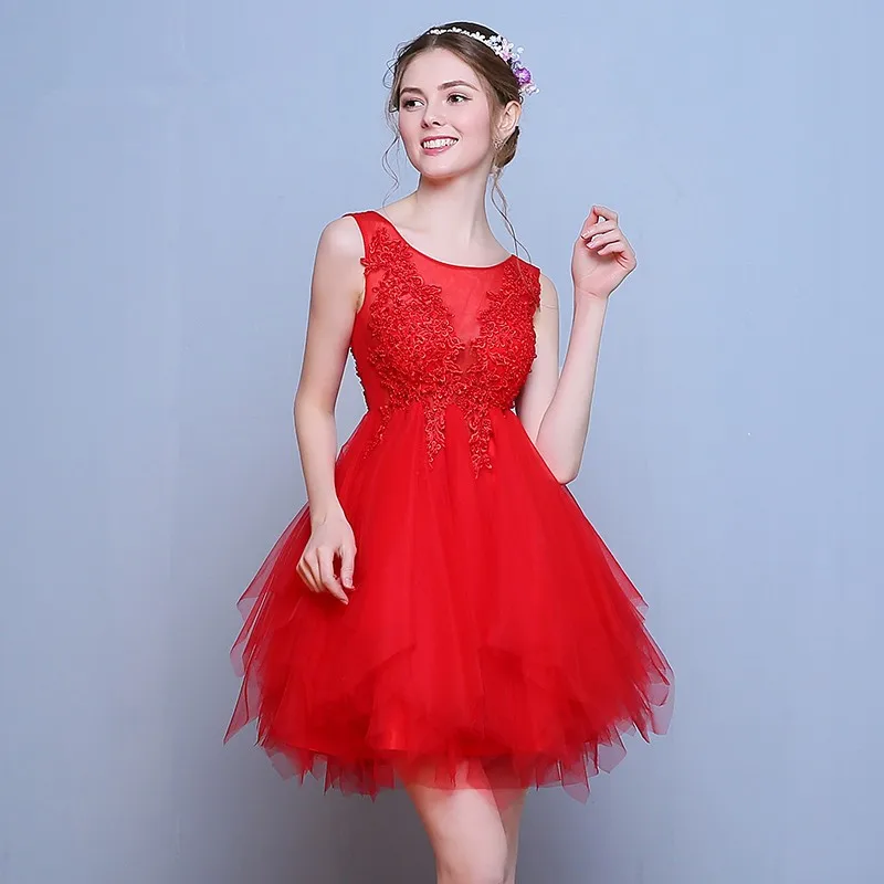 Прозрачные красные платья с кружевной аппликацией, без рукавов Вечерние платья Короткие платья для выпускного вечера быстрая новые сексуальные платья для выпускного вечера