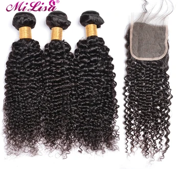 

Kinky Curly Human Hair Bundles With Closure For Black Women Brazilian 3 Bundles With Closure Afro Kinky Curly Human Hair Bundles