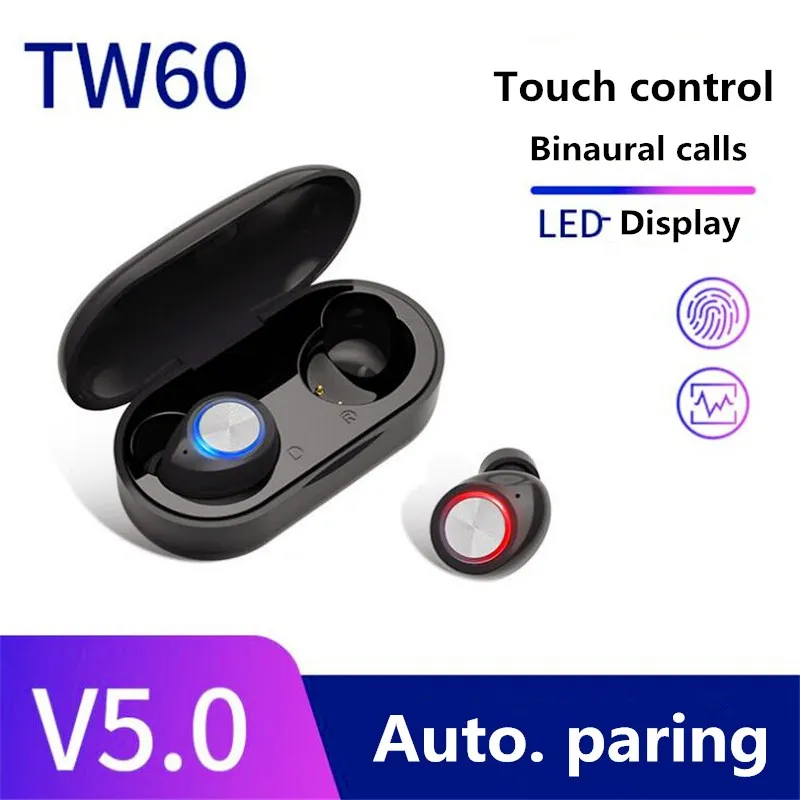 TW60 TWS беспроводные наушники Bluetooth 5,0 HiFi стереогарнитура с микрофоном спортивные двойные наушники для iOS Android xiaomi huawei samsung