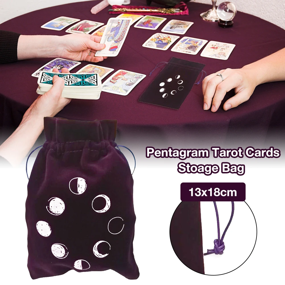 Bolsa de almacenamiento de tarjeta de Tarot de terciopelo grueso, 13x18cm, bolsa de almacenamiento de tarjetas de oráculo, bolsa con cordón para juego de mesa de ajedrez