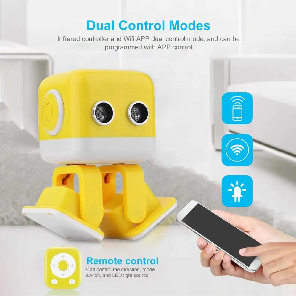 

For WLtoys Cubee F9 Robot Intelligent LED Dual Control Mode With Ultra-Sonic Sensor Remote Control Music Dancing Robot Kids' Toy