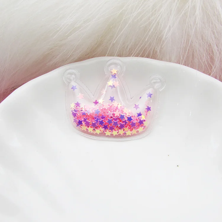crown hotpink J003, 15 шт., 3,2x4 см, ПВХ корона, сделай сам, блестящая, прозрачная, блестящая Звезда, течёт, патчи, аппликации для детей, аксессуары на зажимах - Цвет: crown hotpink