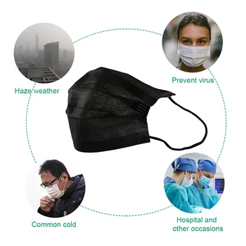 

Disposable Mask Anti-pollution Mask Black Adult Unisex Protective Fabric Dust Mask 1pcs GY