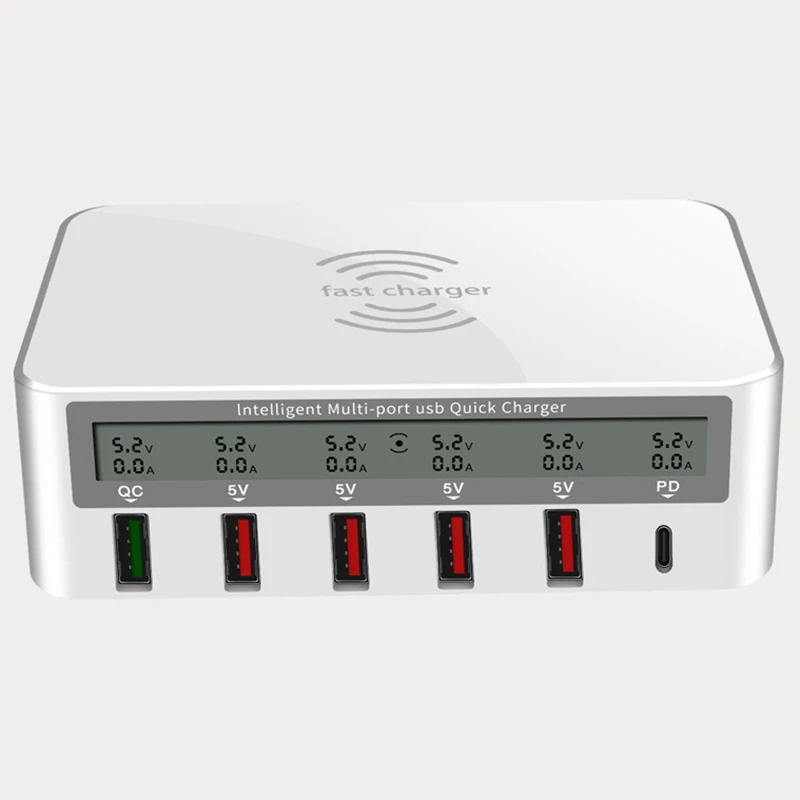 50 Вт смарт Qc3.0 Быстрая зарядка Usb зарядное устройство светодиодный адаптер Беспроводное зарядное устройство настольное(ЕС вилка