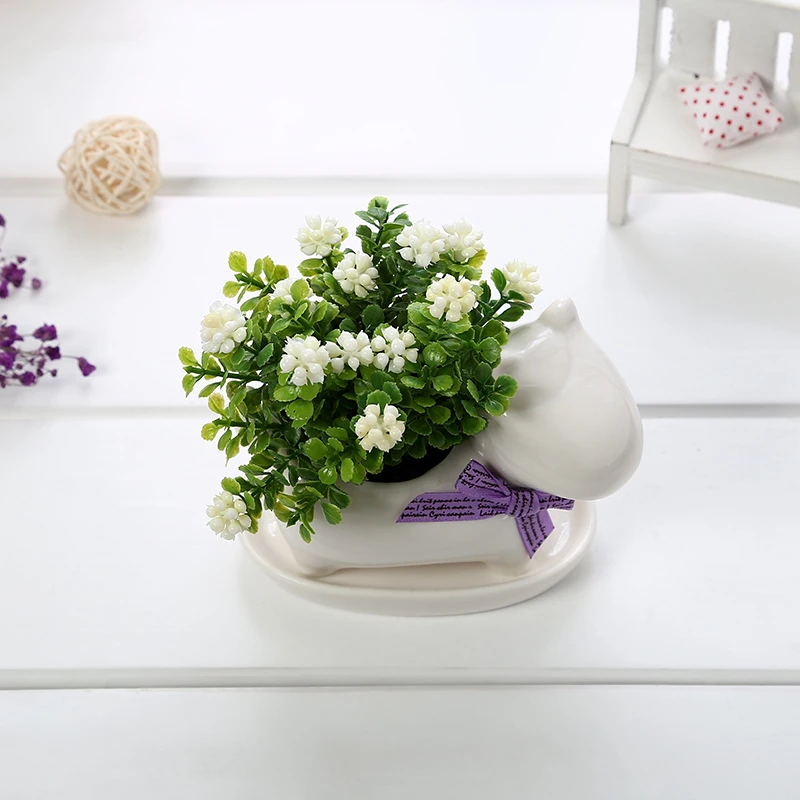 Керамика сад бонсай Творческий Zakka цветочный горшок искусственный цветок Растения Орнамент балкон настольные украшения мини изделия бонсай