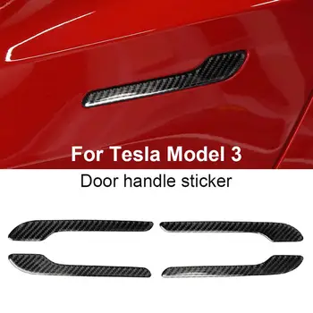 

For Tesla Model 3 Carbon Fiber Car Door Handle Decal Sticker Wrap Kit Set Of 4