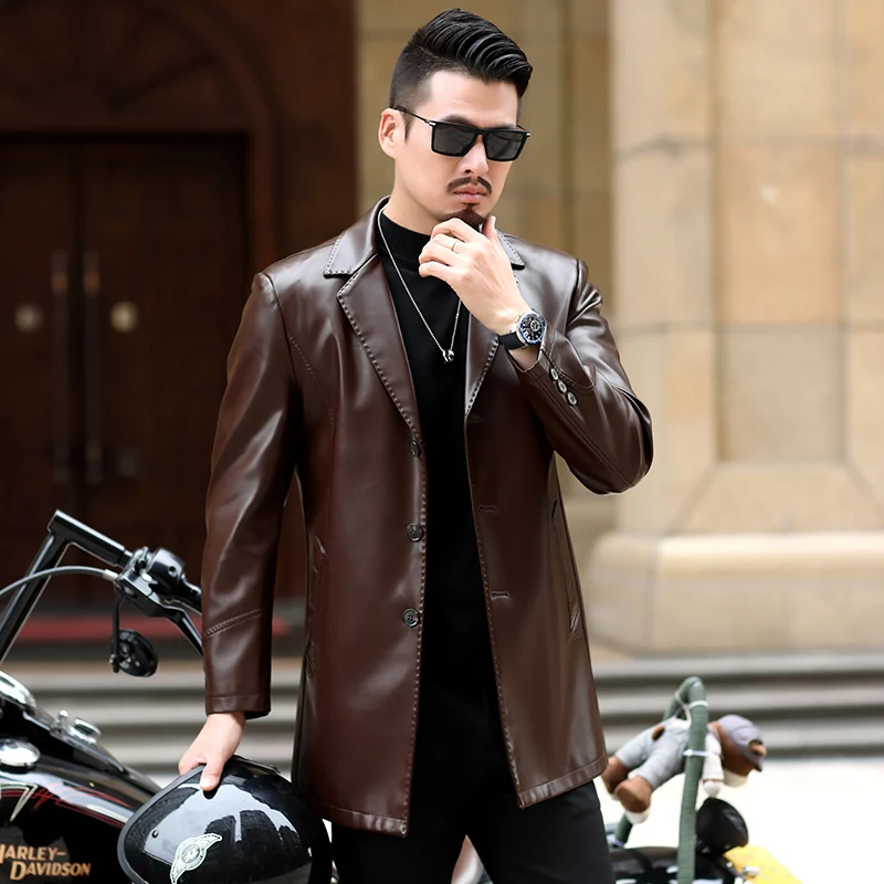 

Youth winter Youth lapel 2019 New Fashion Autumn Male Leather Jacket Plus Size 3XL Black Mens Coats Leather Biker Jackets
