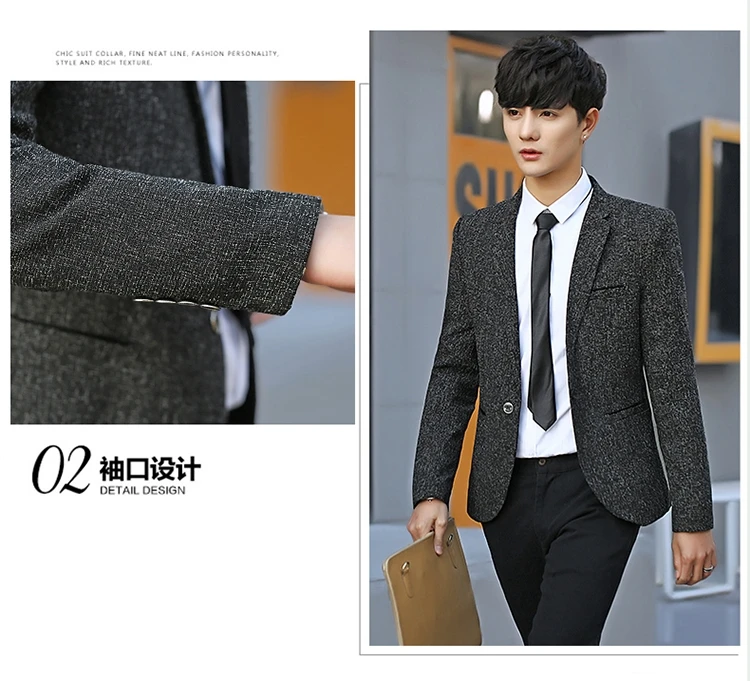 Men‘s Blazers New Autumn Smart Casual Business Formal Black Suit Jacket Solid Slim Fit Single Breasted Male Blazers Men
