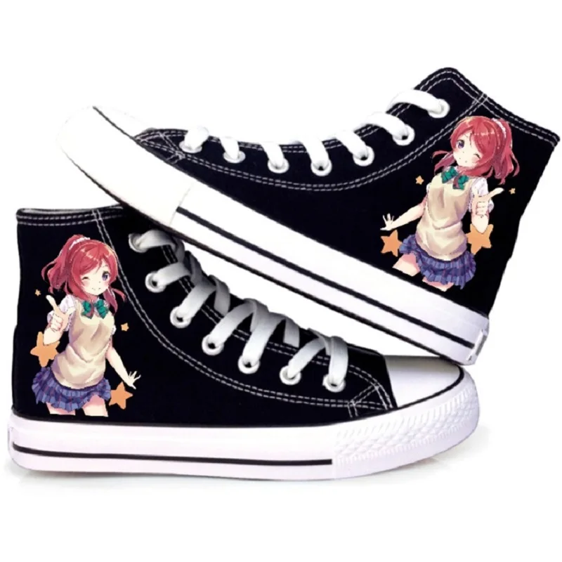Аниме Cos lovelive обувь Маки Nishikino Повседневная парусиновая из канваса без шнурков на