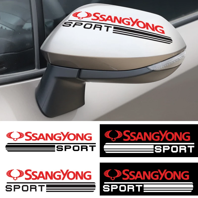 

2pcs Car Badge Body Sticker Sport Rearview Mirror Sticker for SsangYong Actyon Turismo Ssang Yong Rodius Rexton Korando Kyron
