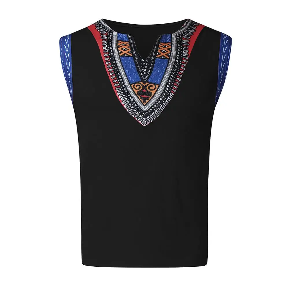 Модные Для мужчин гражданином печатных облегающие без рукавов майка с треугольным вырезом топ, жилет#5L29