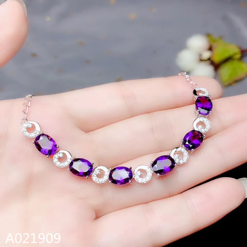 

KJJEAXCMY boutique jewelry 925 sterling silver inlaid Amethyst ladies bracelet beautiful trendy