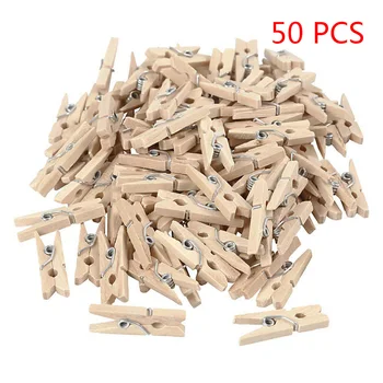 

50 PCS Very Small Mine Size 25mm Mini Natural Wooden Clips For Photo Clips Clothespin Craft Decoration Clips Pegs