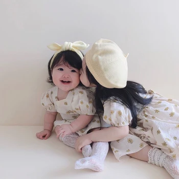 

MILANCEL baby bodysuits brother and sister clothes little daisy sister and little sister clothing Korean stule baby bodysuit