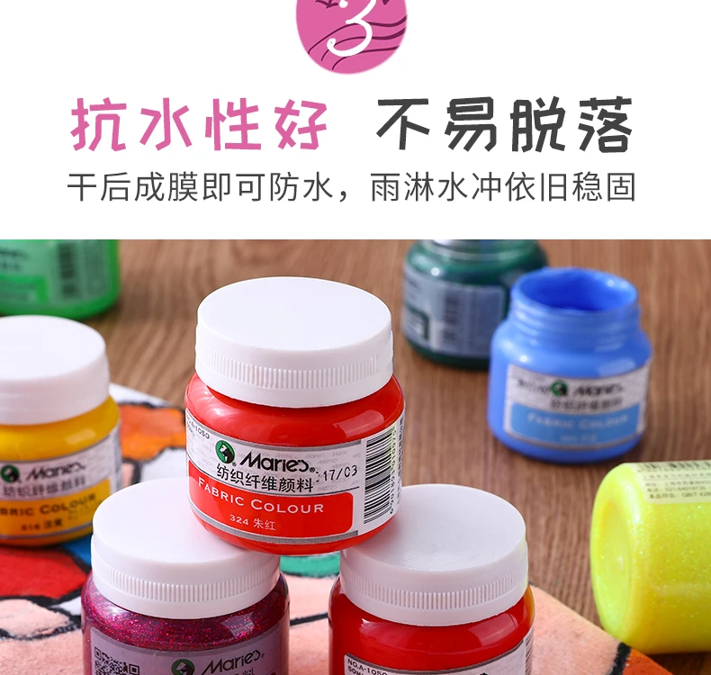 50ml handmade diy colorful fluorescent textile fiber paint painted clothes dye waterproof t-shirt shoes graffiti crafts painted