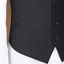 Высший сорт деловой мужской костюм жилет сплошной цвет вискоза однобортный Тонкий подходит для работы костюм жилет