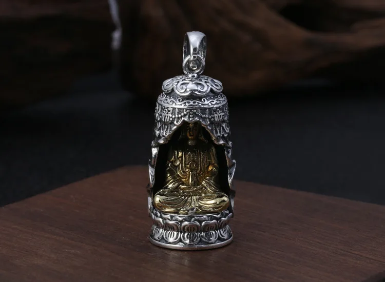 

990 футов серебряные ювелирные изделия классические креативные Подвески Будда мужские и женские модели тайский серебряный инкрустированный Бронзовый кулон Гуаньинь Будда f