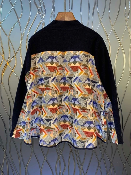 autumn Early new women's wear round collar embroidery mosaic decorative zipper long sleeve short jacket 921